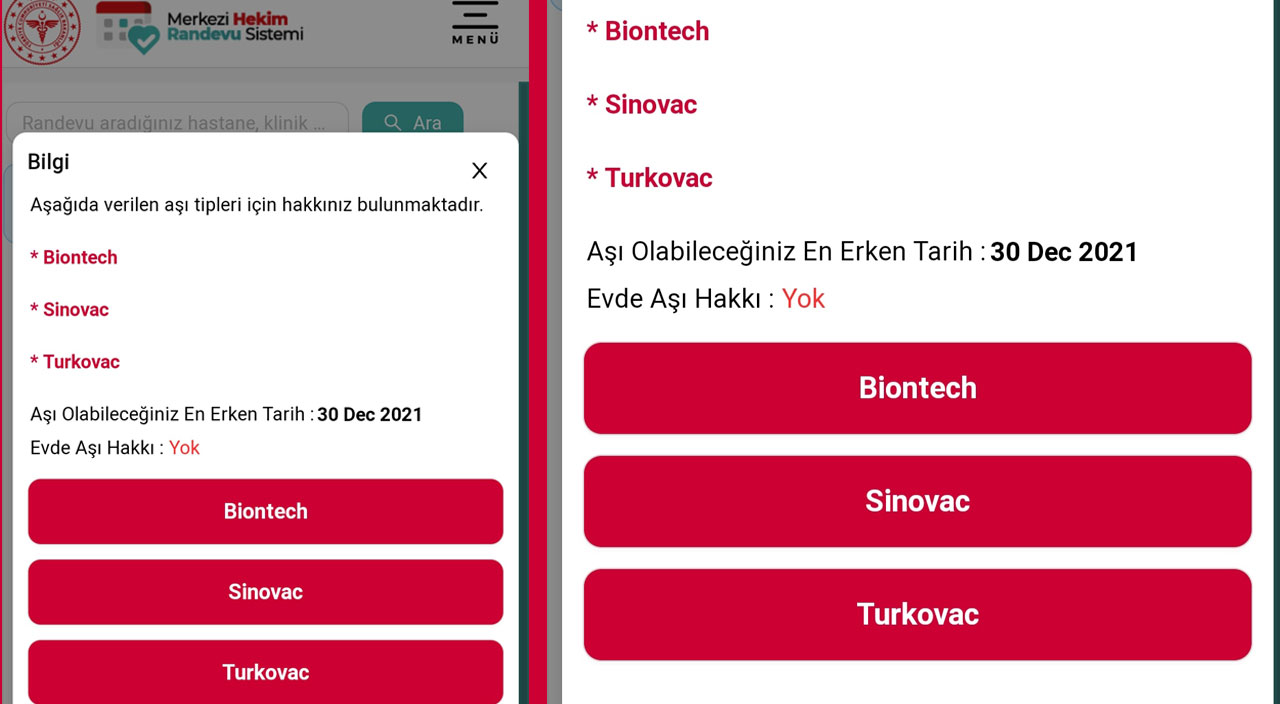 TURKOVAC randevuları başladı TURKOVAC randevuları başladı