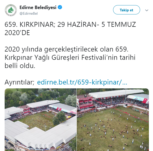 659. Kırkpınar Yağlı Güreşleri'nin tarihi belli oldu