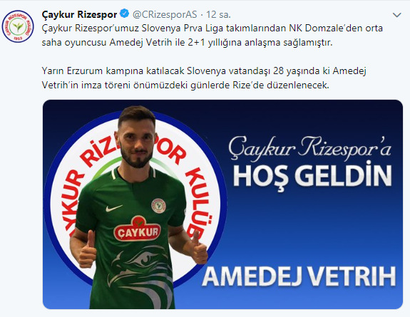 Çaykur Rizespor'da transfer