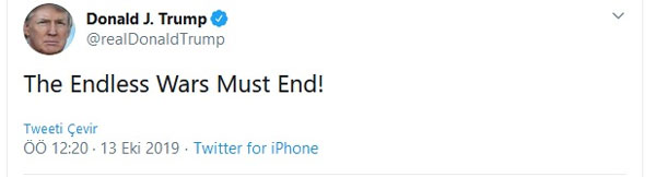 Trump'tan tek cümlelik tweet!