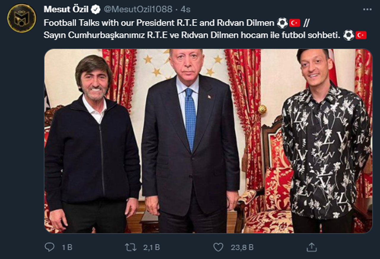 Mesut Özil ve Rıdvan Dilmen'den Cumhurbaşkanı Erdoğan'a ziyaret