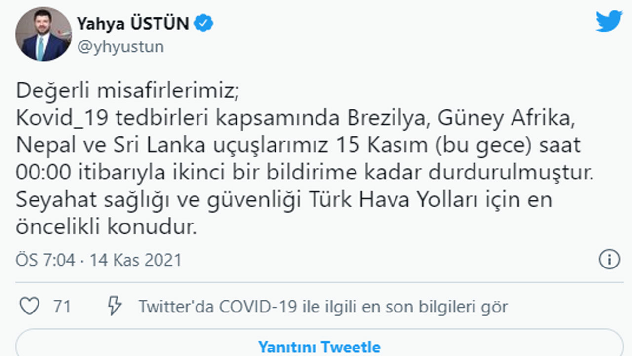 THY’den 4 ülke için uçuş kararı: Seferler durduruldu