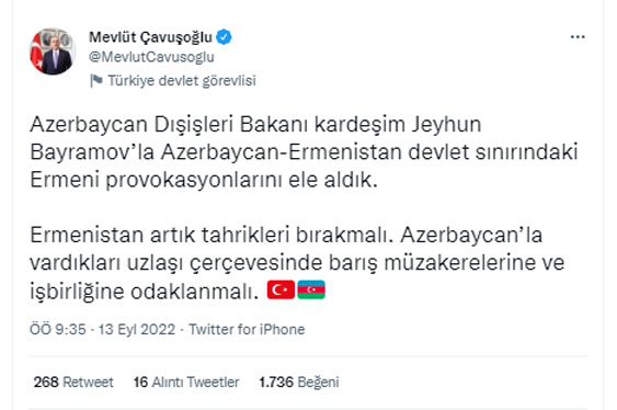 Bakan Çavuşoğlu sınırdaki son durumu görüştü: Ermenistan tahrikleri bırakmalı