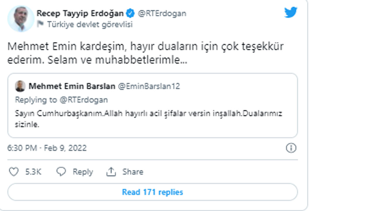 Cumhurbaşkanı Erdoğan'dan vatandaşlara teşekkür: Dualarınızı eksik etmeyin