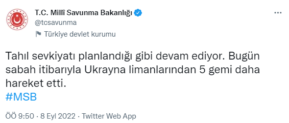 MSB'den tahıl sevkiyatı açıklaması