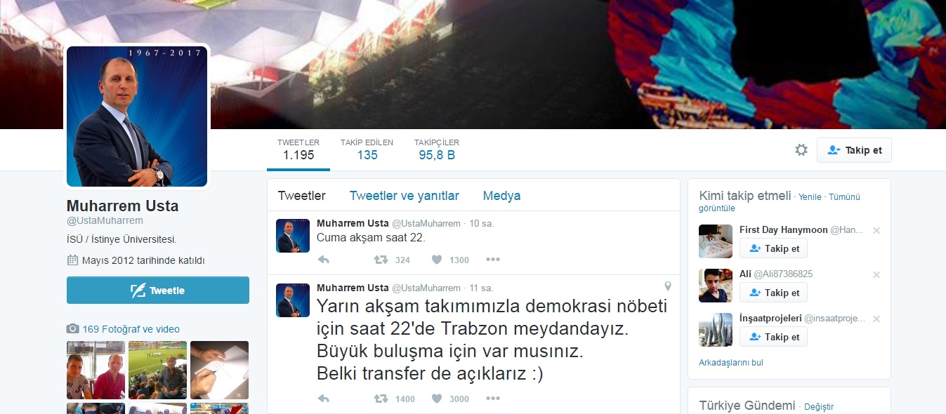 Demokrasi nöbetine Trabzonspor’dan destek