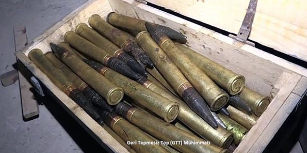 TSK, ele geçirilen terör örgütünün mühimmat deposunun fotoğraflarını paylaştı