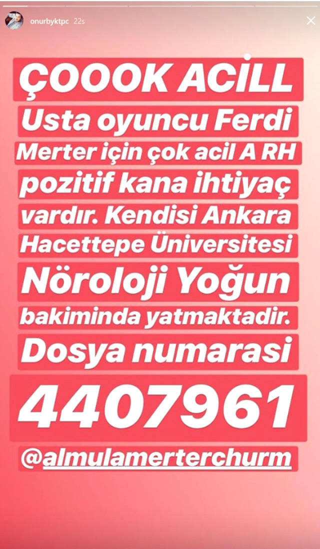 Yoğun bakımda olan Ferdi Merter Fosforoğlu'nu, Kiralık Aşk oyuncuları unutmadı