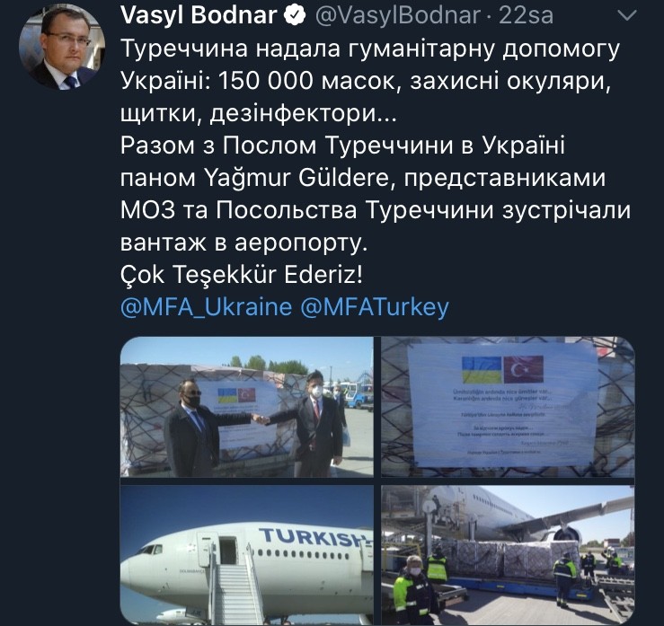 Ukrayna Dışişleri Bakan Yardımcısı Bodnar’dan Türkiye’ye Türkçe teşekkür