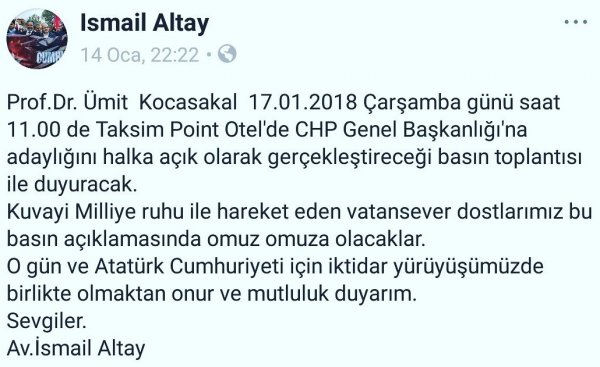 Ümit Kocasakal CHP Genel Başkanlığı'na aday olacak