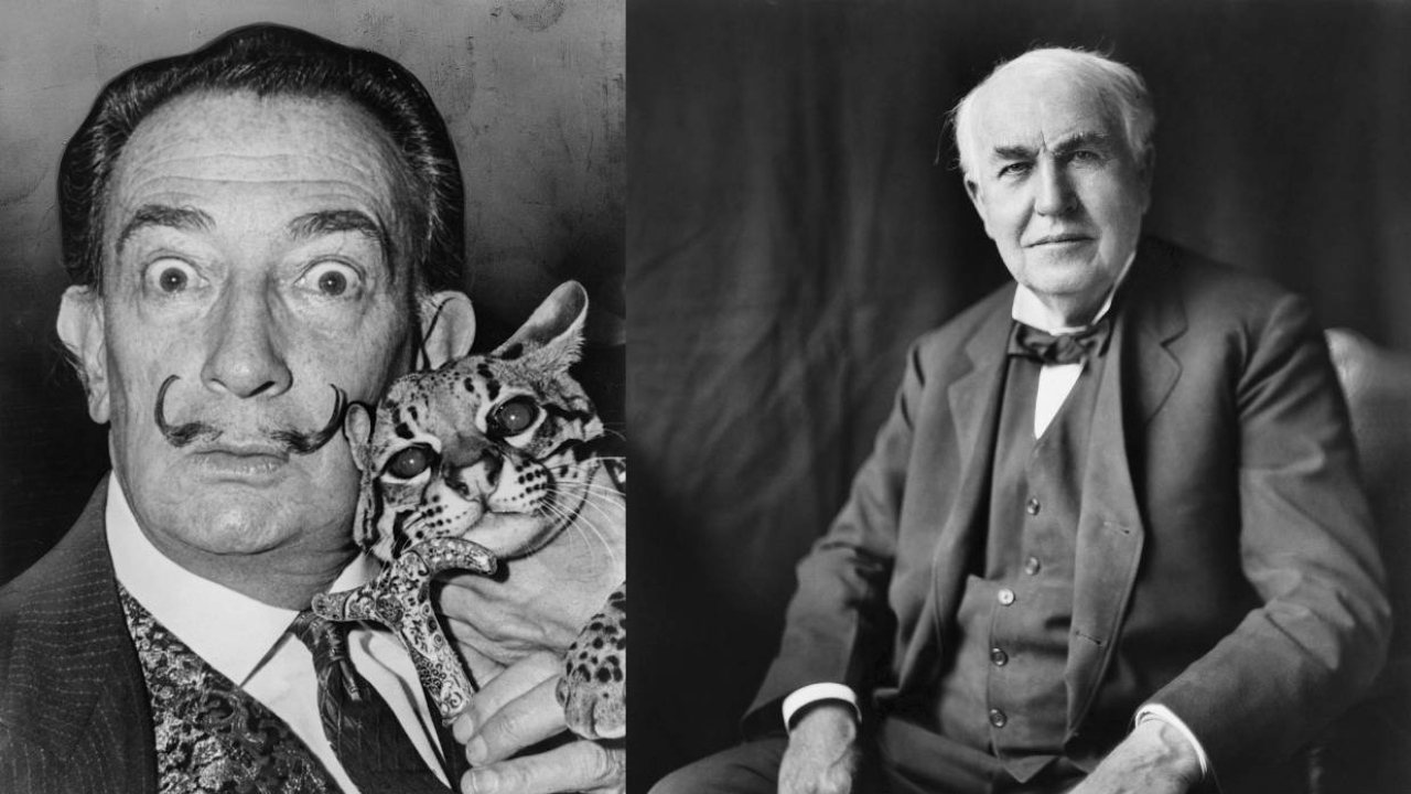 Salvador Dali ve Thomas Edison'a ait fotoğraflar.