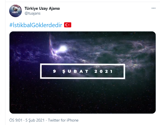 Türkiye Uzay Ajansı'ndan meraklandıran '9 Şubat' paylaşımı