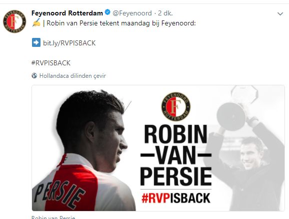Feyenoord Van Persie transferini açıkladı