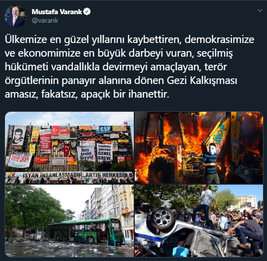 Bakan Varank: Gezi kalkışması amasız, fakatsız, apaçık bir ihanettir