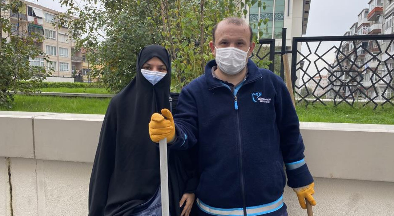 Temizlik işçisi yolda bulduğu para dolu çantayı sahibine teslim etti