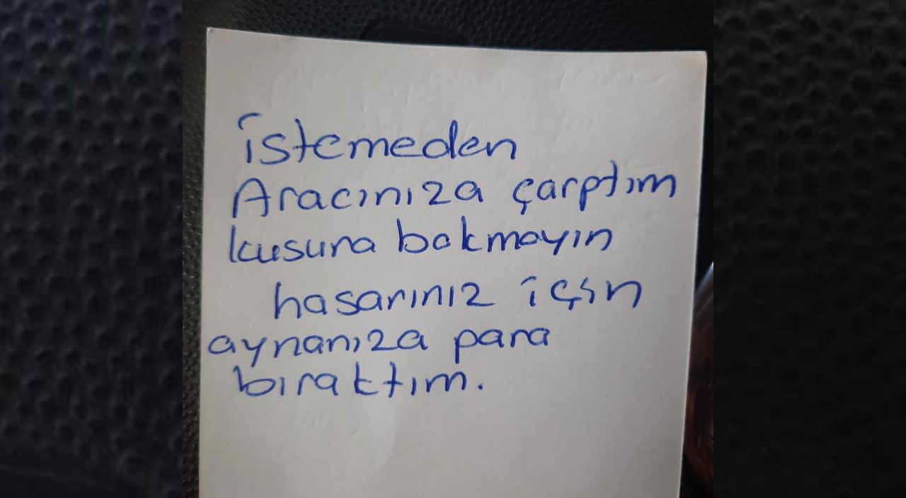 Araca çarpan şahsın binlerce liralık hasar için bıraktığı para şaşkına uğrattı