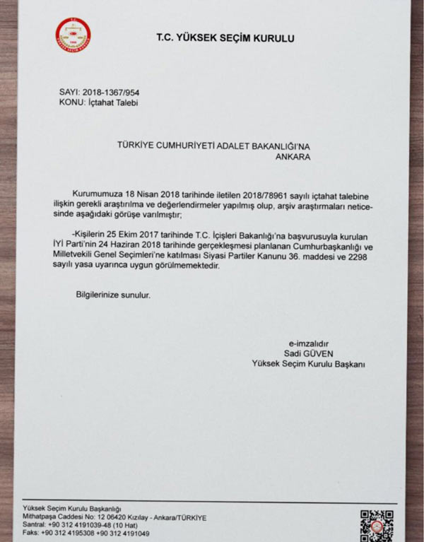 YSK Başkanı Güven'den İYİ Parti açıklaması