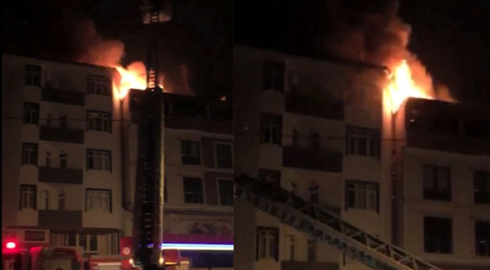 4 katlı binada çıkan yangın itfaiye ekipleri tarafından söndürüldü