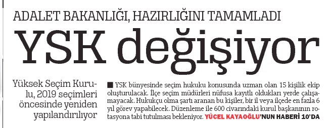 YSK için düğmeye basıldı