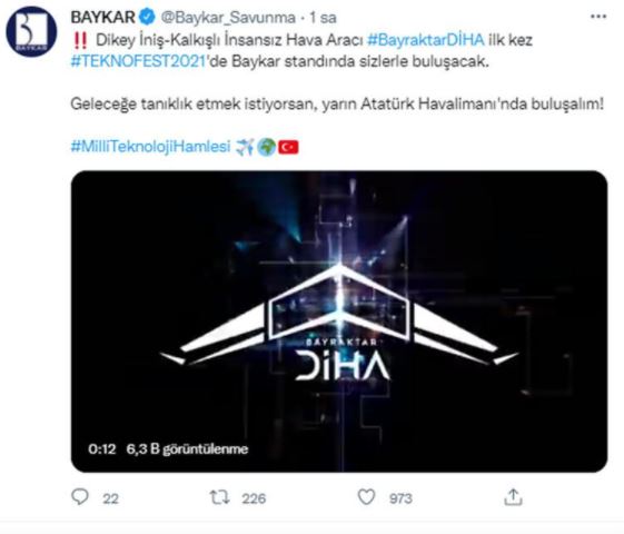Bayraktar  DİHA, ilk kez TEKNOFEST’te!