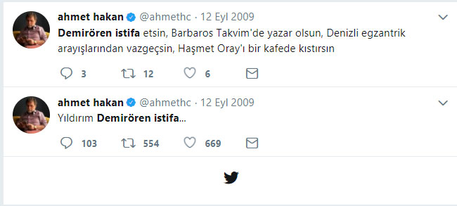 Ahmet Hakan'dan yıllar önce 'Demirören' tweeti