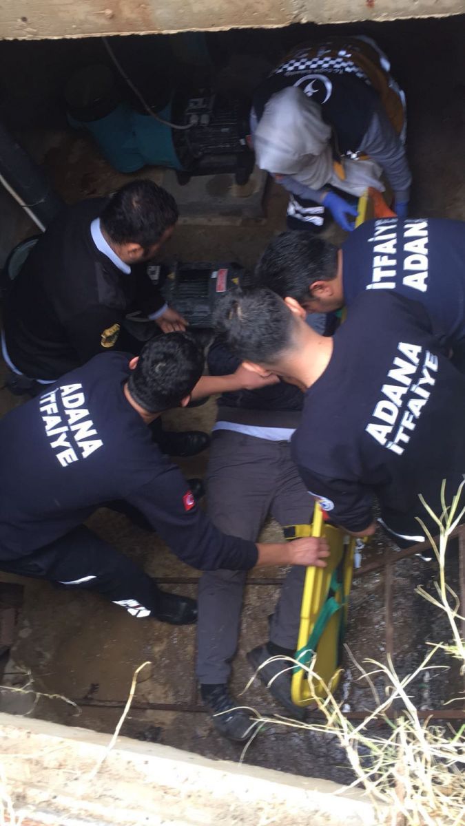Adana'da kuyuya düşen adam kurtarıldı