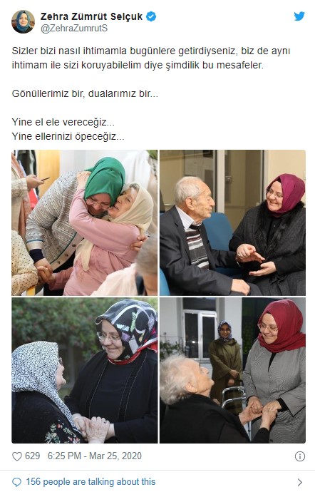 Bakan Zehra Zümrüt Selçuk'tan yaşlılar için anlamlı mesaj