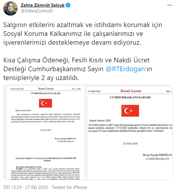 Kısa çalışma ödeneği ve işten çıkarma yasağı uzatıldı