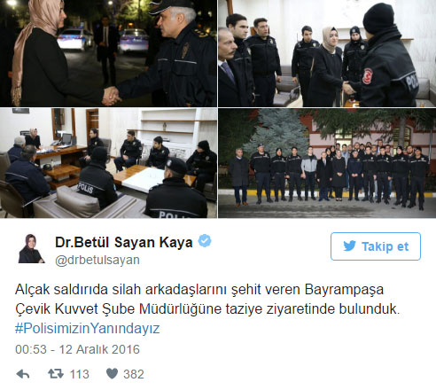 Aile Bakanı Kaya'dan Çevik Kuvvet'e ziyaret