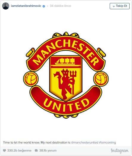 Zlatan İbrahimovic Manchester United'da!