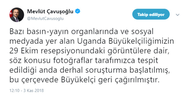 Dışişleri Bakanlığı: Büyükelçi geri çağrılmıştır