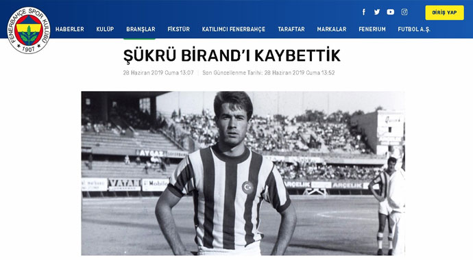 Eski futbolcu Şükrü Birand vefat etti