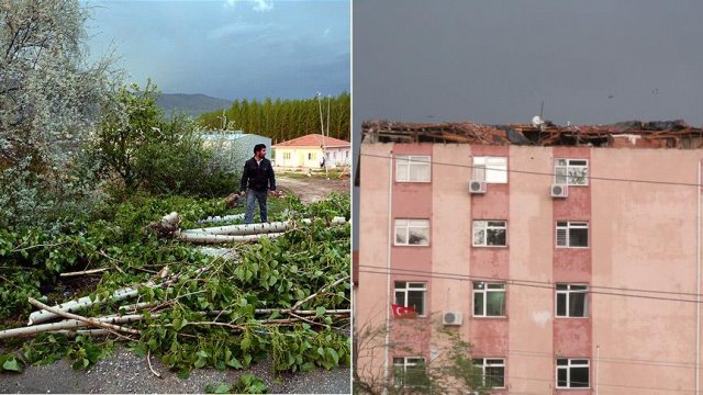 Tokat&#039;ta rüzgar hasara neden oldu