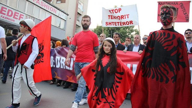 Makedonya&#039;da Arnavut Muhalefet Konseyi&#039;nden protesto