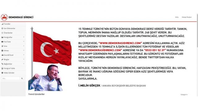 Ankara Büyükşehir Belediyesinden 15 Temmuz için web sitesi Ankara Büyükşehir Belediyesinden 15 Temmuz için web sitesi