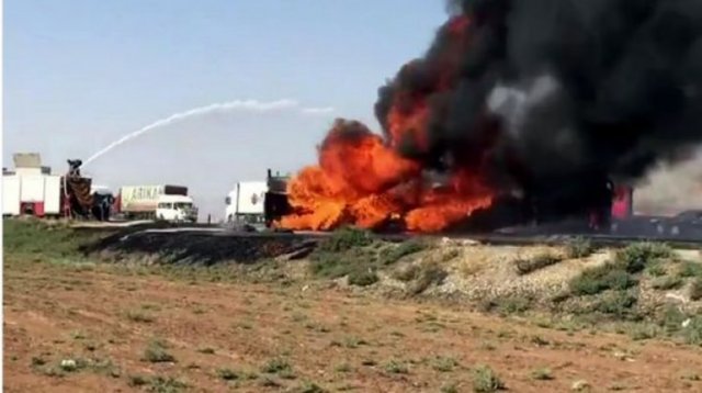 Nusaybin'de LPG yüklü tanker patladı