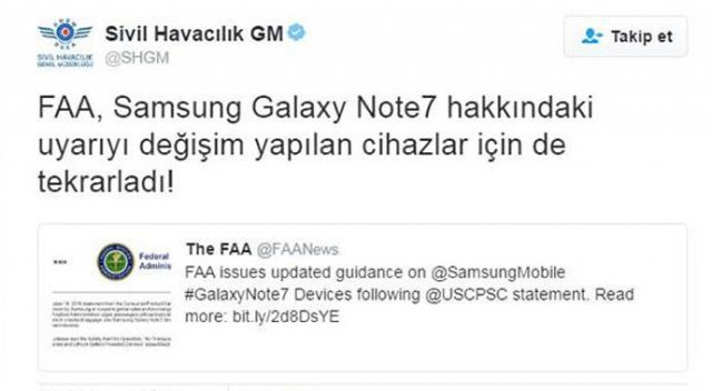 Samsung Galaxy Note 7'ler el bagajında da taşınmayacak Samsung Galaxy Note 7'ler el bagajında da taşınmayacak