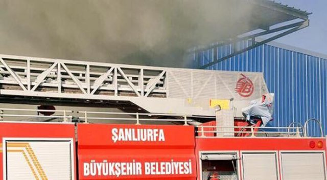 Akçakale'de yağ fabrikasında yangın çıktı Akçakale'de yağ fabrikasında yangın çıktı