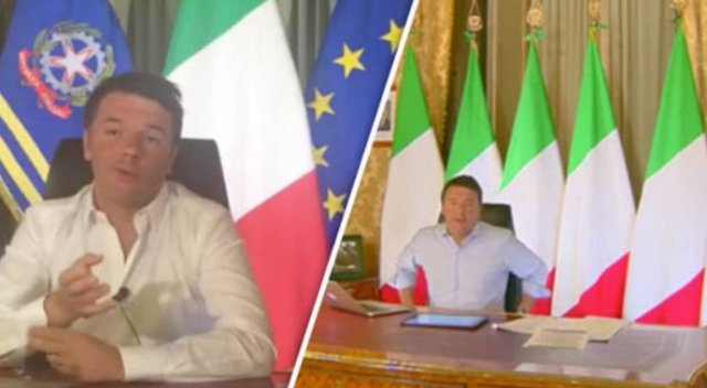 İtalya Başbakanı Renzi AB bayrağını indirtti İtalya Başbakanı Renzi AB bayrağını indirtti