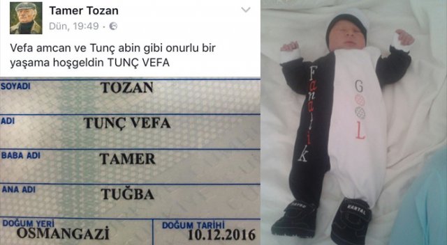 Patlamanın olduğu gün doğan oğluna Tunç Vefa ismini verdi