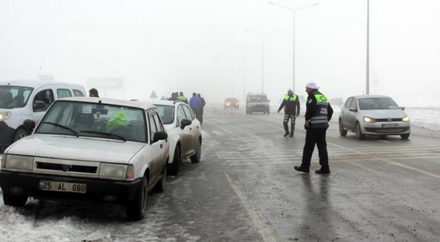 Erzurum&#039;da sis hayatı felç etti
