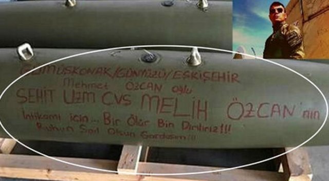 DEAŞ’ın tepesine indirdikleri mermiye bunu yazdılar! DEAŞ’ın tepesine indirdikleri mermiye bunu yazdılar!
