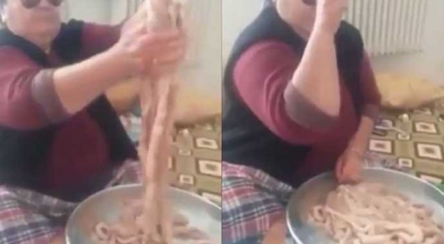 Mumbar dolması yapan kadından Nusret takliti
