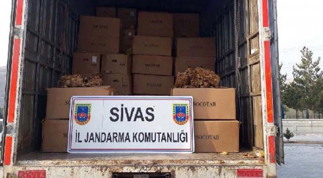 Sivas&#039;ta kamyondan 6,5 ton kaçak tütün çıktı