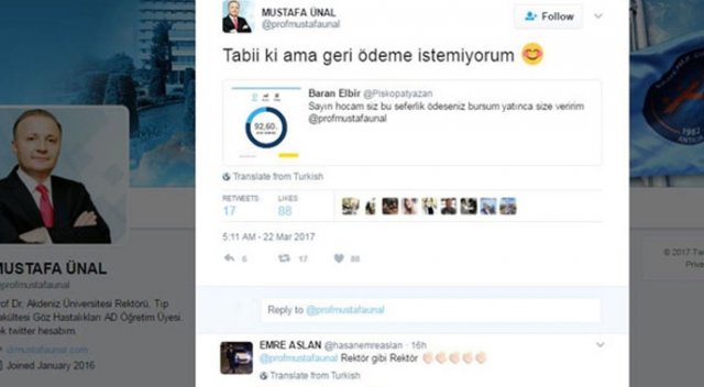 Sosyal medyadan rica etti, rektör faturasını ödedi