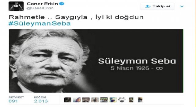 Caner, Süleyman Seba’yı unutmadı Caner, Süleyman Seba’yı unutmadı