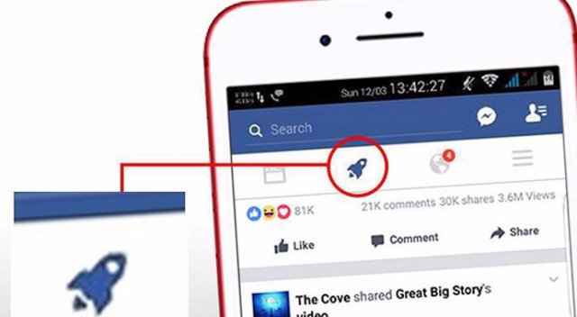 Facebook&#039;ta gizemli bir roket ikonu