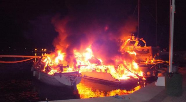Marmaris yat limanında yangın