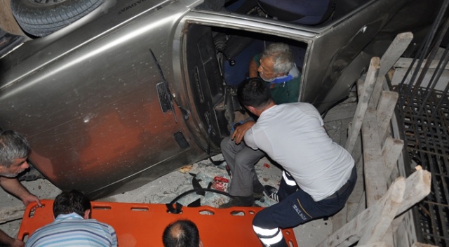 Bursa&#039;da feci kaza! İnşaat temeline uçtu