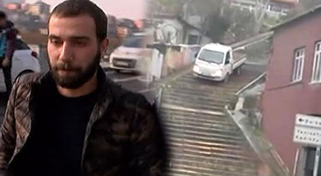 Aracıyla merdivenlerden inen sürücü gözaltına alındı